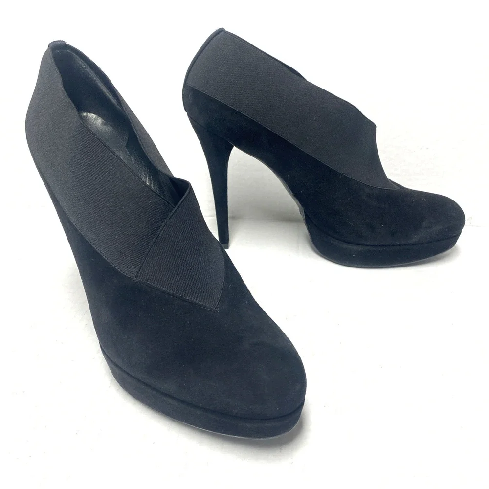 Stuart Weitzman Great Neck Suede Bootie Ankle Boot Slim Heel Round Platform 11